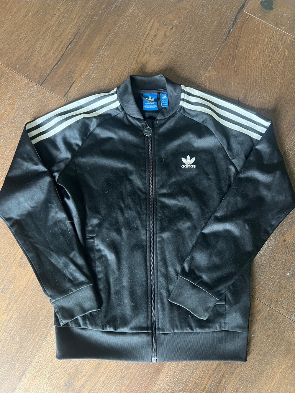 adidas Black Track Jacket with White Shoulder Stripes
